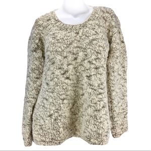 Anthropologie Cream and Brown Knit Sweater